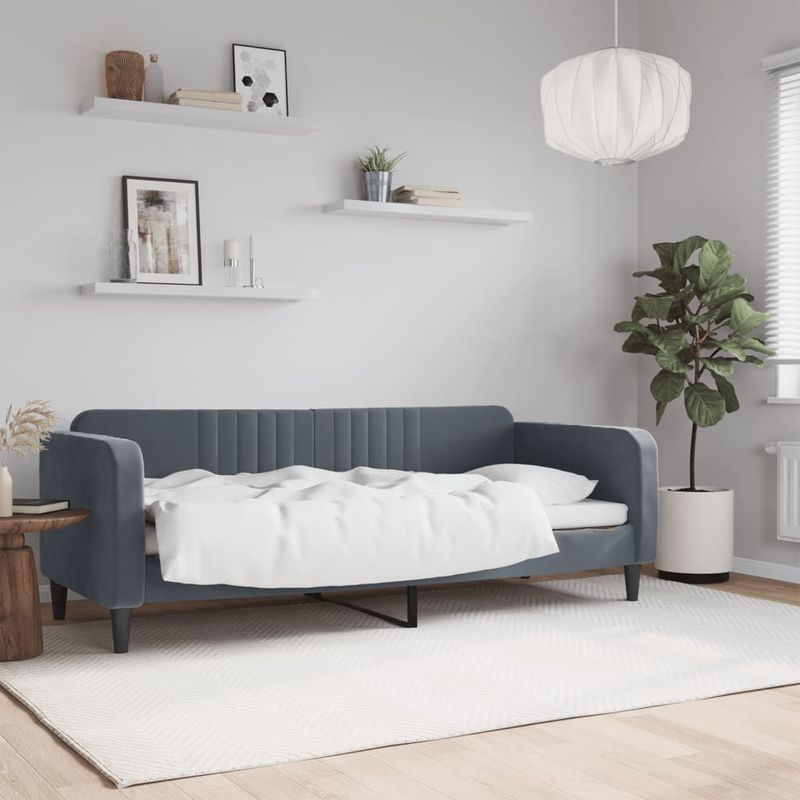 Casa si Gradina - Mobilier - Paturi si accesorii - Paturi - Cadru de pat, gri inchis, 80x200 cm, catifea - Infinity.ro
