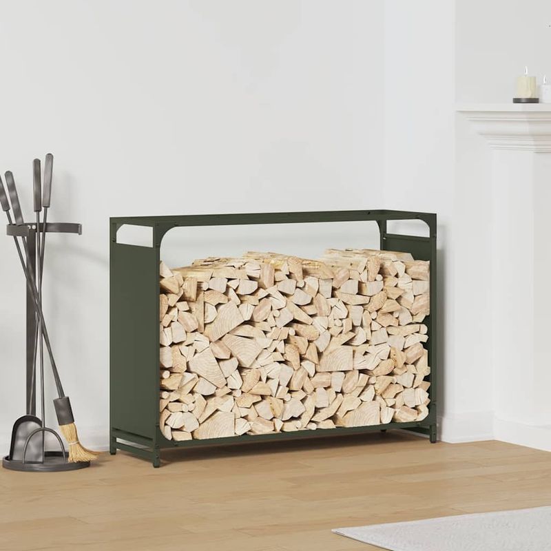 Casa si Gradina - Termice - Sobe, Seminee si accesorii - Accesorii seminee si sobe - Suport pentru lemne de foc Verde masline Otel laminat la rece - Infinity.ro