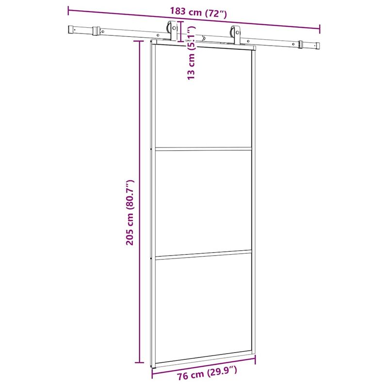 Casa si Gradina - Constructii - Usi interior, exterior si garaj - Usi interior - Usa glisanta cu set de feronerie neagra 76x205 cm Sticla ESG - Infinity.ro