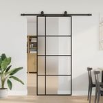 Casa si Gradina - Constructii - Usi interior, exterior si garaj - Usi interior - Usa glisanta cu set de feronerie neagra 90x205 cm Sticla ESG - Infinity.ro