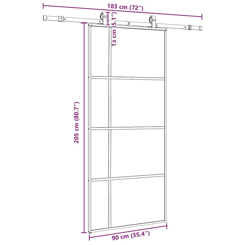 Casa si Gradina - Constructii - Usi interior, exterior si garaj - Usi interior - Usa glisanta cu set de feronerie neagra 90x205 cm Sticla ESG - Infinity.ro