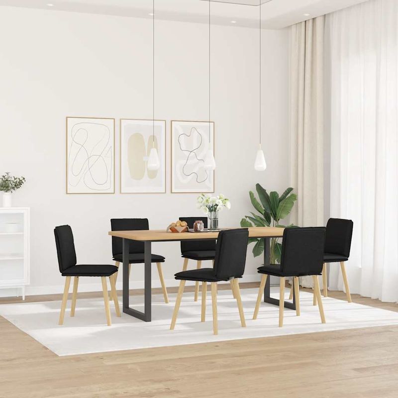 Casa si Gradina - Mobilier - Scaune si fotolii - Scaune - Scaune de sufragerie 6 buc. negru material textil - Infinity.ro