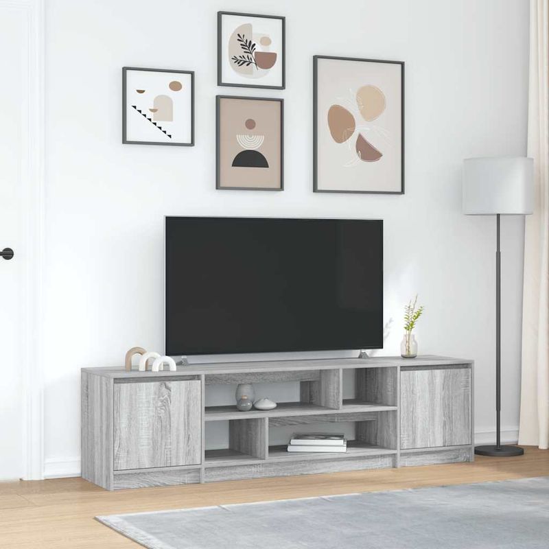Casa si Gradina - Mobilier - Comode si corpuri - Comode - Comoda TV, gri sonoma, 188,5x41x50 cm, lemn prelucrat - Infinity.ro