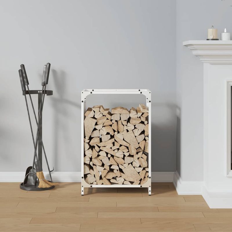 Casa si Gradina - Termice - Sobe, Seminee si accesorii - Accesorii seminee si sobe - Suport pentru lemne de foc alb 44x28x65 cm Otel laminat la rece - Infinity.ro