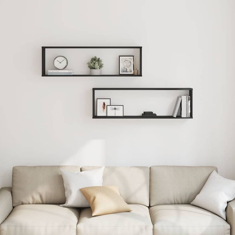 Casa si Gradina - Mobilier - Biblioteci si rafturi - Rafturi - Rafturi cub de perete 2 buc Stejar negru Lemn prelucrat - Infinity.ro