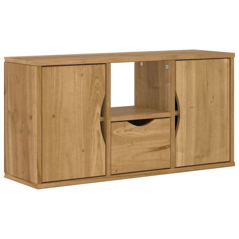 Casa si Gradina - Mobilier - Comode si corpuri - Comode - Unitati TV 5 piese cu depozitare „ODDA” din lemn masiv de pin, model 9 rafturi 5 sertare - Infinity.ro