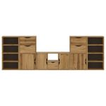 Casa si Gradina - Mobilier - Comode si corpuri - Comode - Unitati TV 5 piese cu depozitare „ODDA” din lemn masiv de pin, model 9 rafturi 5 sertare - Infinity.ro