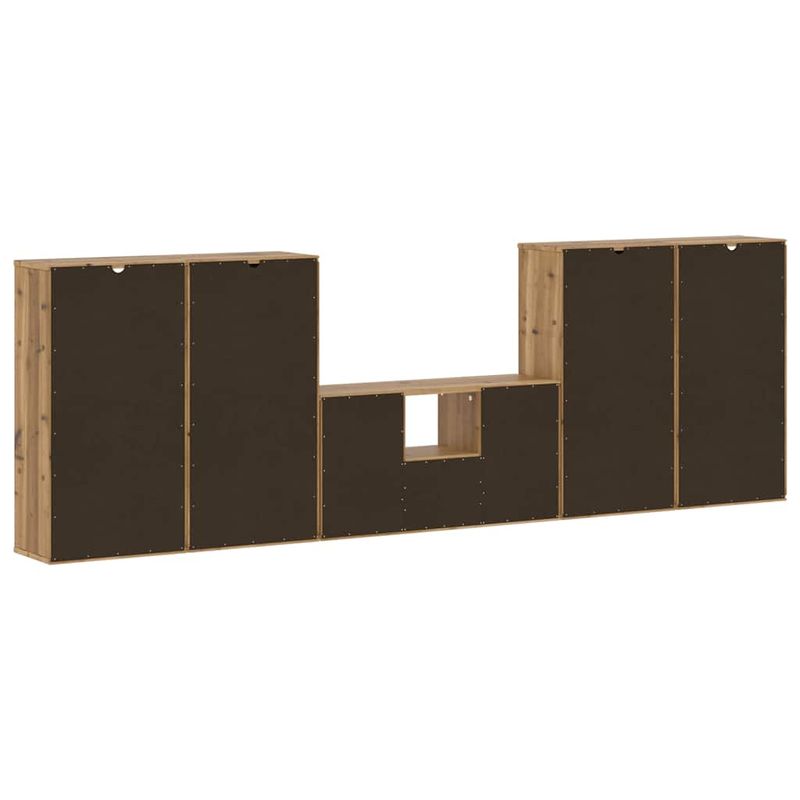 Casa si Gradina - Mobilier - Comode si corpuri - Comode - Unitati TV 5 piese cu depozitare „ODDA” din lemn masiv de pin, model 9 rafturi 5 sertare - Infinity.ro