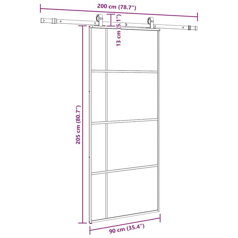 Casa si Gradina - Constructii - Usi interior, exterior si garaj - Usi interior - Usa glisanta cu set de feronerie neagra 90x205 cm Sticla ESG - Infinity.ro