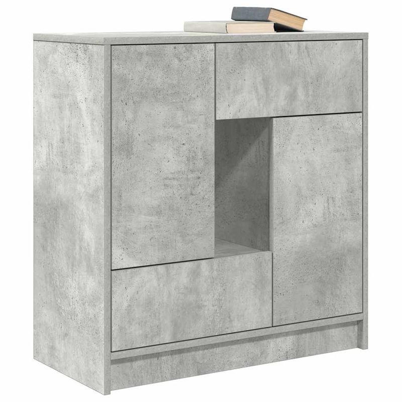 Casa si Gradina - Mobilier - Comode si corpuri - Comode - Bufeta cu sertare si usi Gri beton 70,5x34x74,5 cm - Infinity.ro