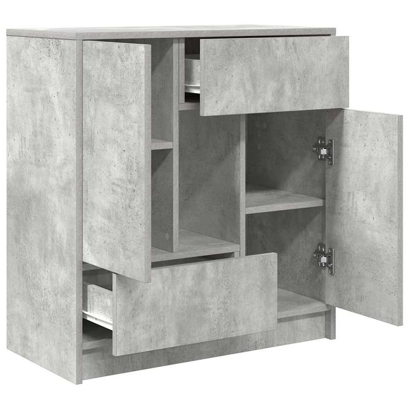 Casa si Gradina - Mobilier - Comode si corpuri - Comode - Bufeta cu sertare si usi Gri beton 70,5x34x74,5 cm - Infinity.ro