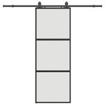 Casa si Gradina - Constructii - Usi interior, exterior si garaj - Usi interior - Usa glisanta cu set feronerie neagra 76x205cm sticla securizata - Infinity.ro