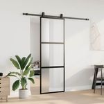 Casa si Gradina - Constructii - Usi interior, exterior si garaj - Usi interior - Usa glisanta cu set feronerie neagra 76x205cm sticla securizata - Infinity.ro