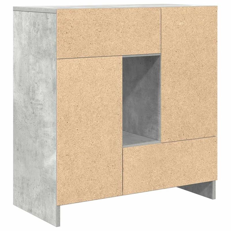 Casa si Gradina - Mobilier - Comode si corpuri - Comode - Bufeta cu sertare si usi Gri beton 70,5x34x74,5 cm - Infinity.ro
