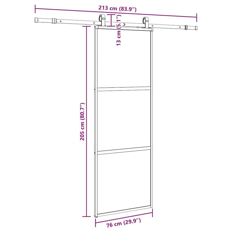Casa si Gradina - Constructii - Usi interior, exterior si garaj - Usi interior - Usa glisanta cu set feronerie neagra 76x205cm sticla securizata - Infinity.ro
