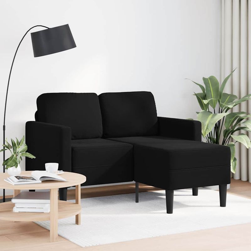 Casa si Gradina - Mobilier - Canapele si coltare - Canapele - Canapea cu 2 locuri cu sezlong in forma de L, catifea neagra - Infinity.ro