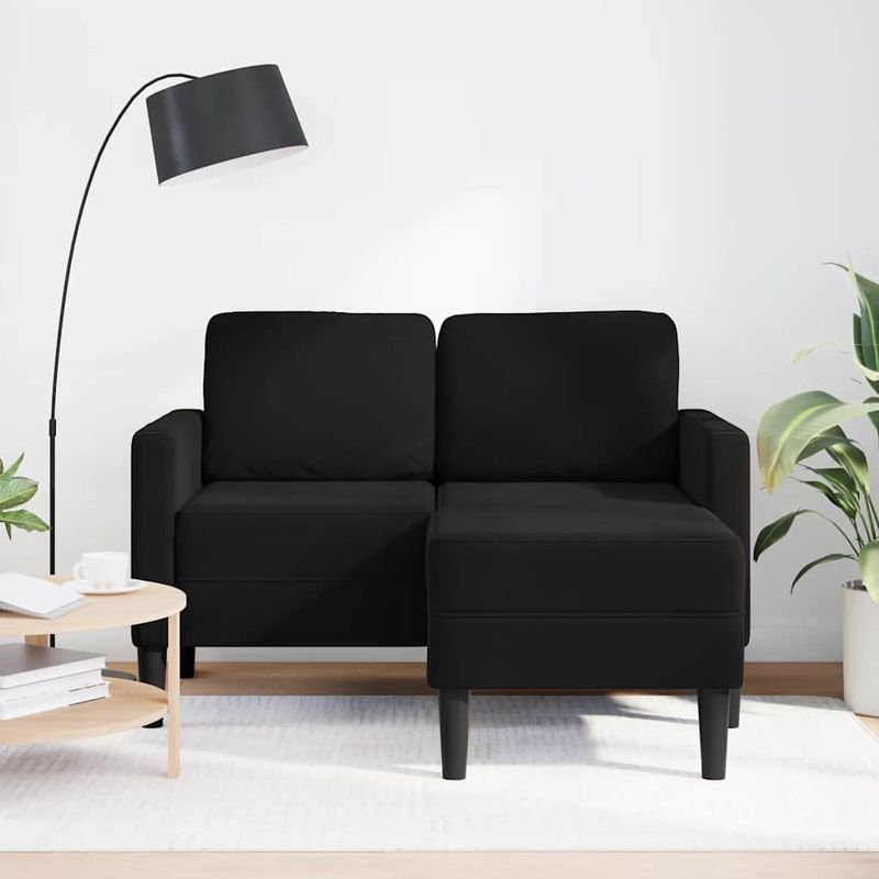 Casa si Gradina - Mobilier - Canapele si coltare - Canapele - Canapea cu 2 locuri cu sezlong in forma de L, catifea neagra - Infinity.ro