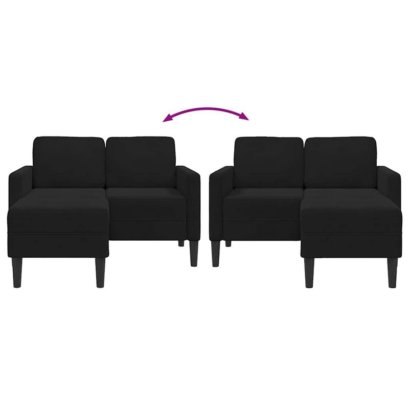 Casa si Gradina - Mobilier - Canapele si coltare - Canapele - Canapea cu 2 locuri cu sezlong in forma de L, catifea neagra - Infinity.ro