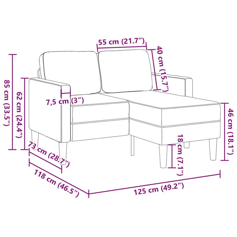 Casa si Gradina - Mobilier - Canapele si coltare - Canapele - Canapea cu 2 locuri cu sezlong in forma de L, catifea neagra - Infinity.ro