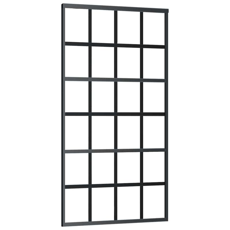 Casa si Gradina - Constructii - Usi interior, exterior si garaj - Usi interior - Usa glisanta cu set de feronerie neagra 102x205 cm Sticla ESG, mărime 102x205 cm (213 cm sliding rail), model 6x4 grids - Infinity.ro