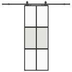 Casa si Gradina - Constructii - Usi interior, exterior si garaj - Usi interior - Usa glisanta cu set feronerie neagra 76x205cm sticla securizata - Infinity.ro