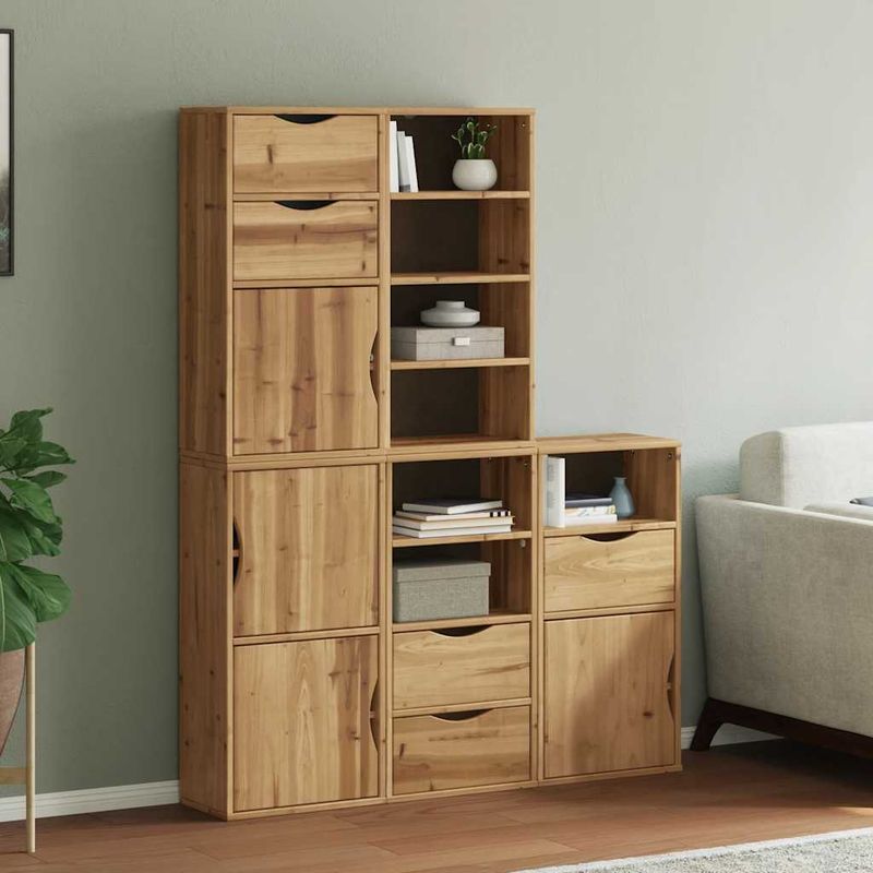 Casa si Gradina - Mobilier - Comode si corpuri - Comode - Dulapuri laterale 5 buc "ODDA" 40x24x79 cm lemn masiv de pin, model 7 rafturi 5 sertare - Infinity.ro