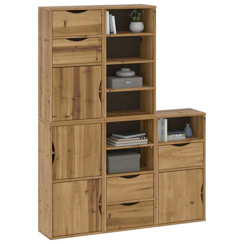 Casa si Gradina - Mobilier - Comode si corpuri - Comode - Dulapuri laterale 5 buc "ODDA" 40x24x79 cm lemn masiv de pin, model 7 rafturi 5 sertare - Infinity.ro