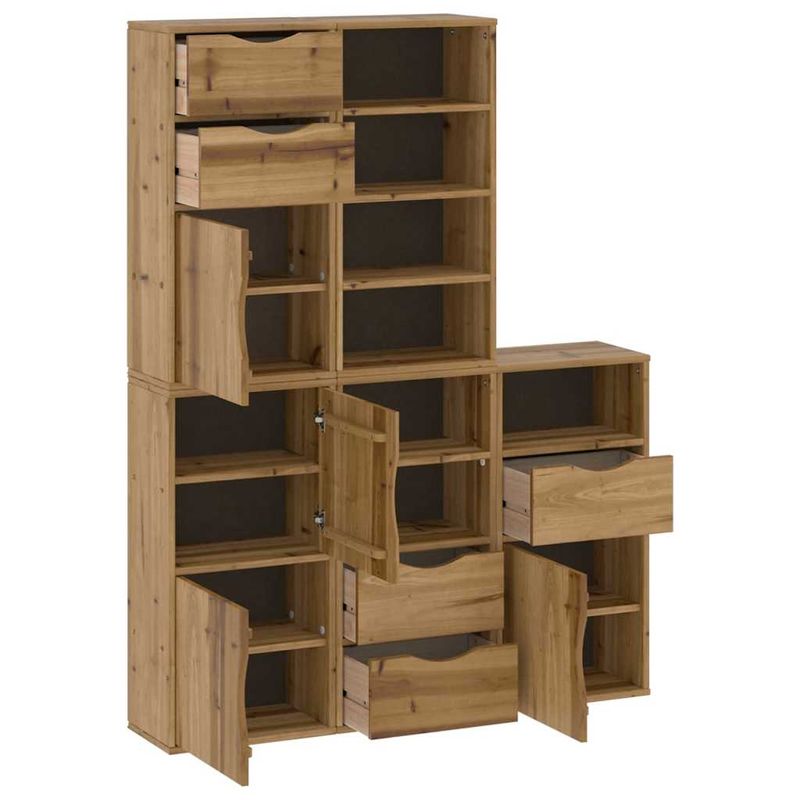 Casa si Gradina - Mobilier - Comode si corpuri - Comode - Dulapuri laterale 5 buc "ODDA" 40x24x79 cm lemn masiv de pin, model 7 rafturi 5 sertare - Infinity.ro