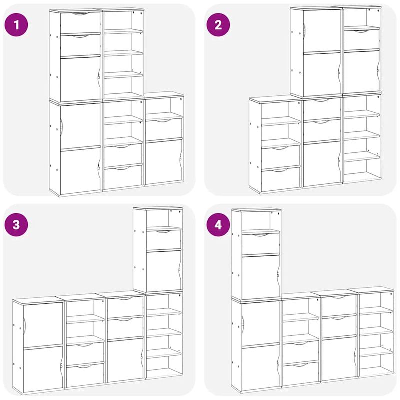 Casa si Gradina - Mobilier - Comode si corpuri - Comode - Dulapuri laterale 5 buc "ODDA" 40x24x79 cm lemn masiv de pin, model 7 rafturi 5 sertare - Infinity.ro