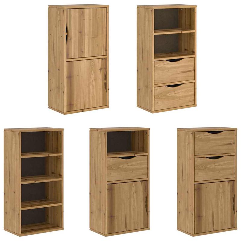 Casa si Gradina - Mobilier - Comode si corpuri - Comode - Dulapuri laterale 5 buc "ODDA" 40x24x79 cm lemn masiv de pin, model 7 rafturi 5 sertare - Infinity.ro