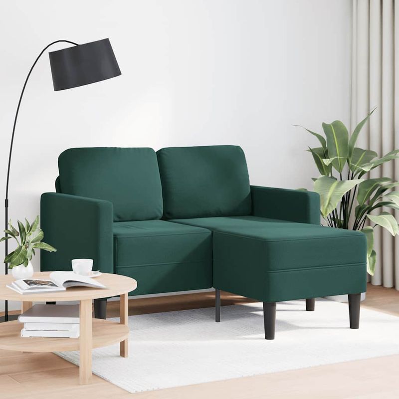 Casa si Gradina - Mobilier - Canapele si coltare - Canapele - Canapea cu 2 locuri cu sezlong in forma de L verde inchis 125cm - Infinity.ro