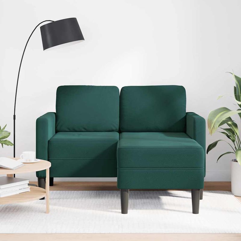 Casa si Gradina - Mobilier - Canapele si coltare - Canapele - Canapea cu 2 locuri cu sezlong in forma de L verde inchis 125cm - Infinity.ro