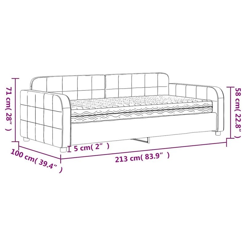 Casa si Gradina - Mobilier - Paturi si accesorii - Paturi - Pat de zi cu saltea, gri inchis, 90x190 cm, catifea - Infinity.ro