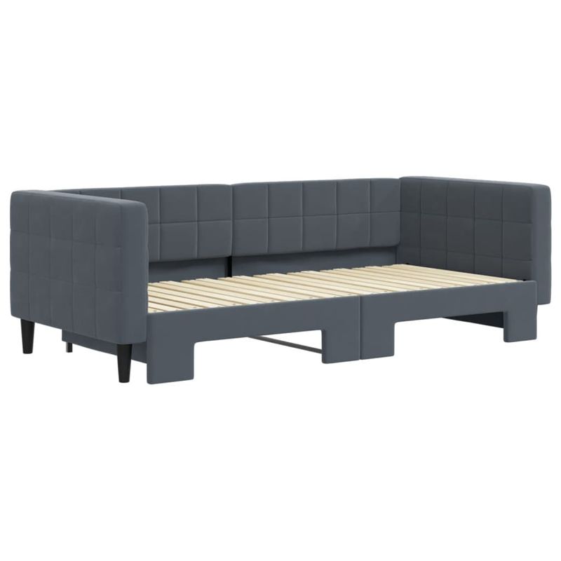 Casa si Gradina - Mobilier - Paturi si accesorii - Paturi - Pat de zi cu extensie, gri inchis, 90x190 cm, catifea - Infinity.ro