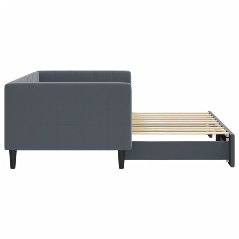 Casa si Gradina - Mobilier - Paturi si accesorii - Paturi - Pat de zi cu extensie, gri inchis, 90x190 cm, catifea - Infinity.ro