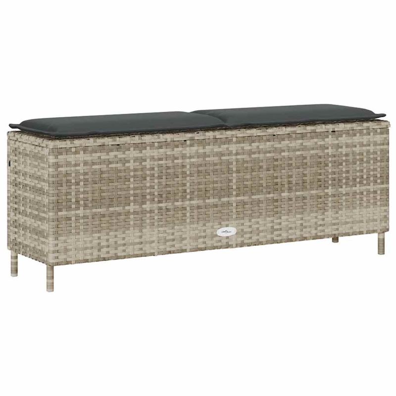 Casa si Gradina - Gradina si terasa - Mobilier exterior - Bancute de gradina - Banca de gradina cu perna gri deschis 110x30x40,5 cm Poly Ratan - Infinity.ro