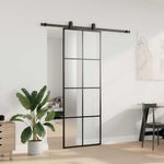 Casa si Gradina - Constructii - Usi interior, exterior si garaj - Usi interior - Usa glisanta cu set de feronerie neagra 76x205 cm Sticla ESG - Infinity.ro