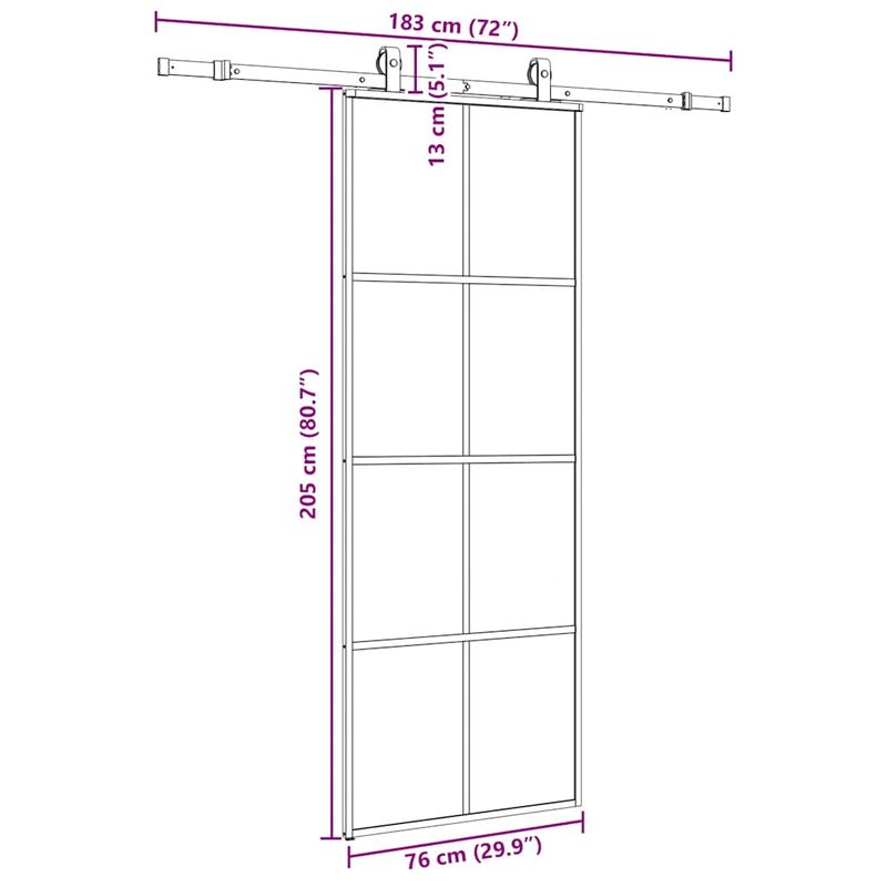 Casa si Gradina - Constructii - Usi interior, exterior si garaj - Usi interior - Usa glisanta cu set de feronerie neagra 76x205 cm Sticla ESG - Infinity.ro