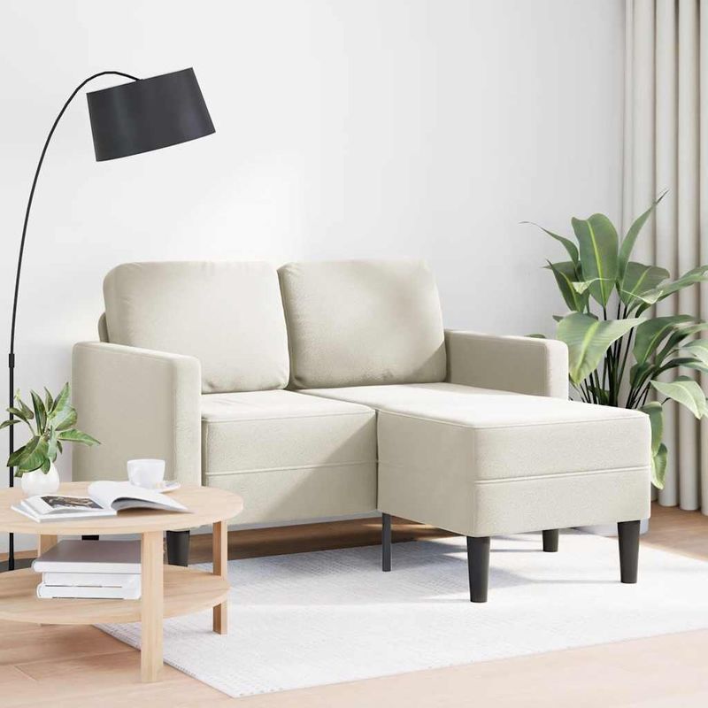 Casa si Gradina - Mobilier - Canapele si coltare - Canapele - Canapea cu 2 locuri cu sezlong in forma L crem 125 cm catifea - Infinity.ro
