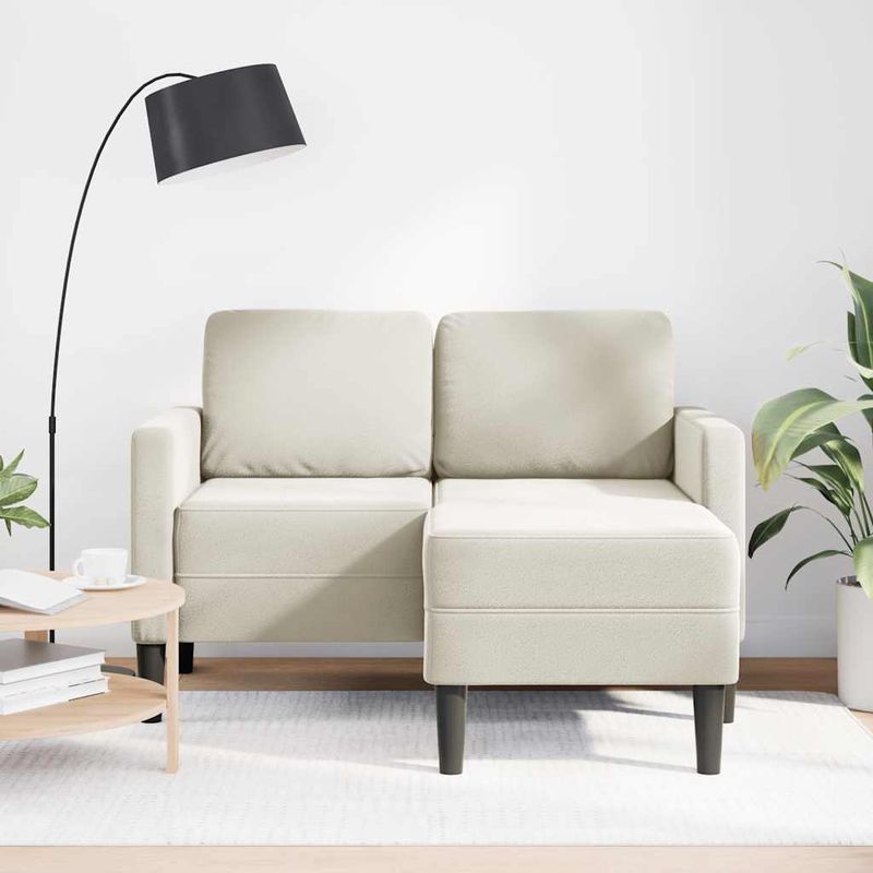Casa si Gradina - Mobilier - Canapele si coltare - Canapele - Canapea cu 2 locuri cu sezlong in forma L crem 125 cm catifea - Infinity.ro