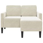 Casa si Gradina - Mobilier - Canapele si coltare - Canapele - Canapea cu 2 locuri cu sezlong in forma L crem 125 cm catifea - Infinity.ro
