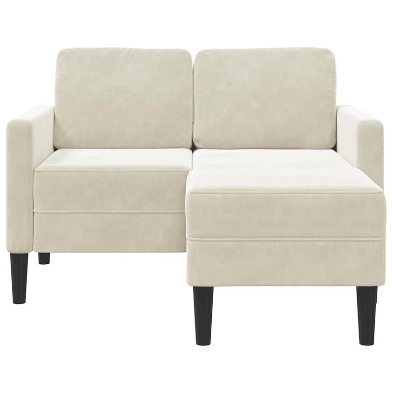 Casa si Gradina - Mobilier - Canapele si coltare - Canapele - Canapea cu 2 locuri cu sezlong in forma L crem 125 cm catifea - Infinity.ro