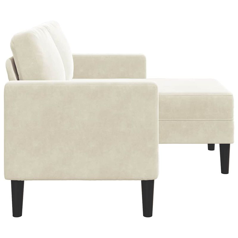 Casa si Gradina - Mobilier - Canapele si coltare - Canapele - Canapea cu 2 locuri cu sezlong in forma L crem 125 cm catifea - Infinity.ro