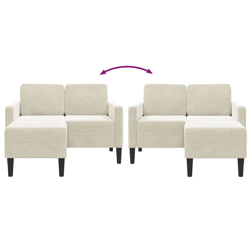 Casa si Gradina - Mobilier - Canapele si coltare - Canapele - Canapea cu 2 locuri cu sezlong in forma L crem 125 cm catifea - Infinity.ro