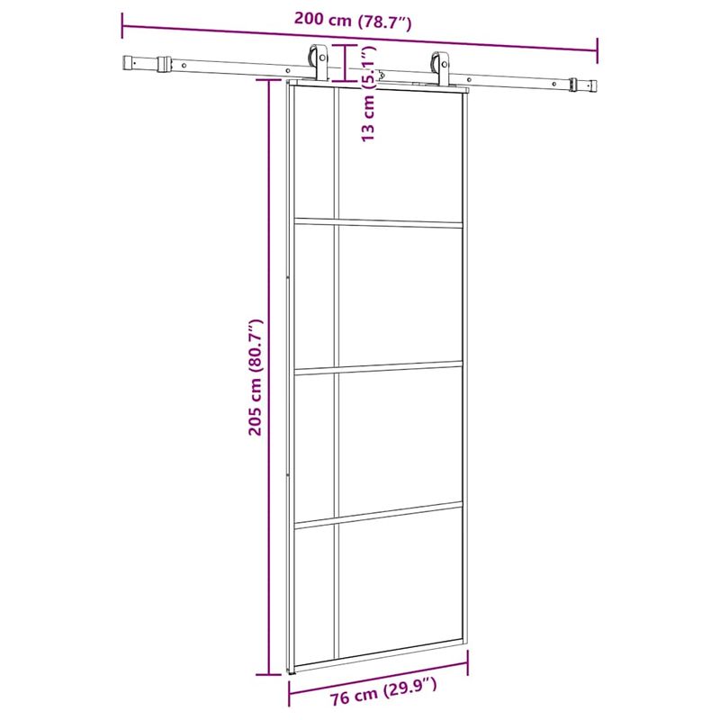 Casa si Gradina - Constructii - Usi interior, exterior si garaj - Usi interior - Usa glisanta cu set de feronerie neagra 76x205 cm Sticla ESG - Infinity.ro