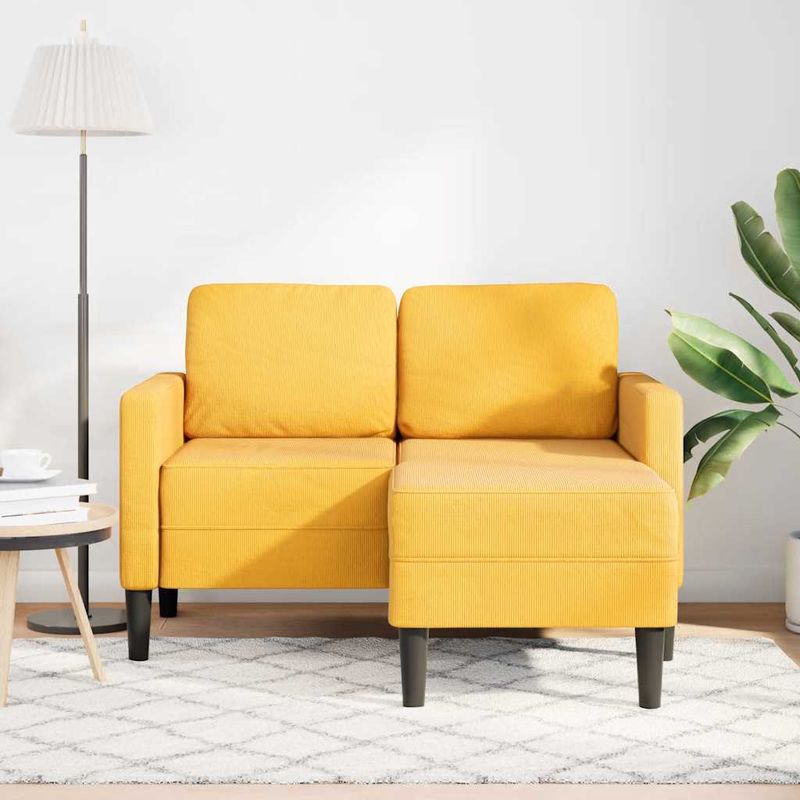 Casa si Gradina - Mobilier - Canapele si coltare - Canapele - Canapea cu 2 locuri cu sezlong in forma de L galben deschis - Infinity.ro
