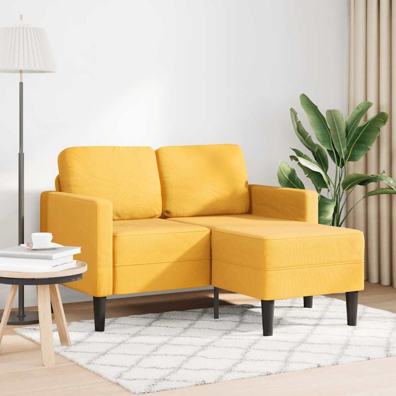 Casa si Gradina - Mobilier - Canapele si coltare - Canapele - Canapea cu 2 locuri cu sezlong in forma de L galben deschis - Infinity.ro