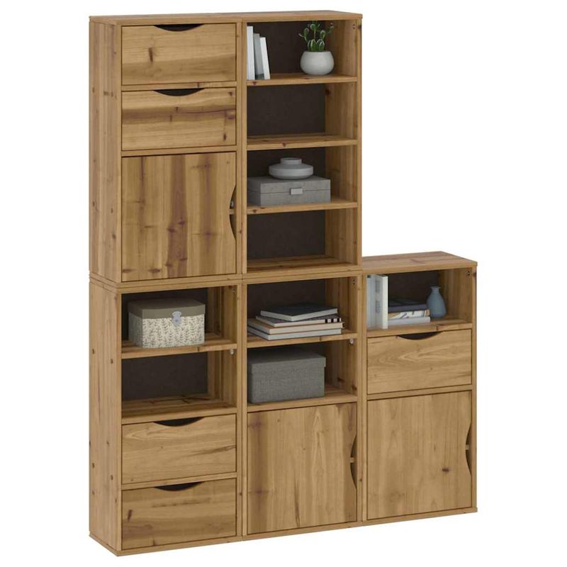 Casa si Gradina - Mobilier - Comode si corpuri - Comode - Dulapuri laterale 5 buc "ODDA" 40x24x79 cm lemn masiv de pin, model 5 sertare 9 rafturi - Infinity.ro