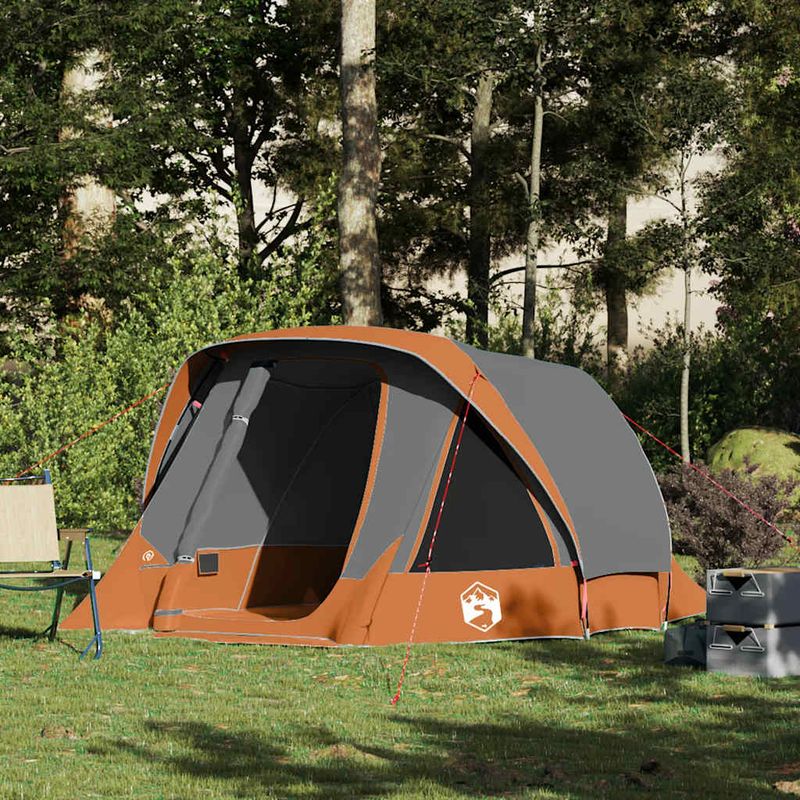 Sport si Outdoor - Camping - Corturi camping - Cort de camping 4 persoane gri si portocaliu impermeabil - Infinity.ro