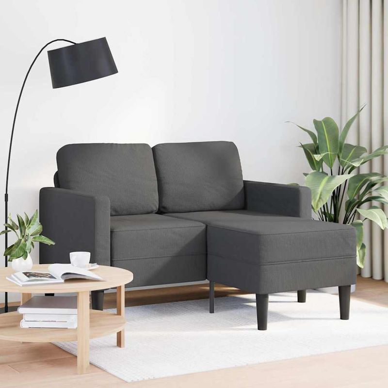 Casa si Gradina - Mobilier - Canapele si coltare - Canapele - Canapea cu 2 locuri cu sezlong in forma L gri inchis 125 cm in - Infinity.ro